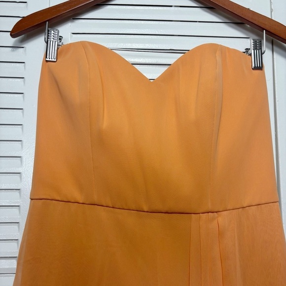 Jenny Packham Sweet Melon Strapless Draped Long Gown Chiffon Sample Size 8 - Picture 2 of 6